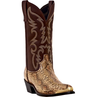 Laredo Men's Monty Snake Print Western Boots - Golden Brown
