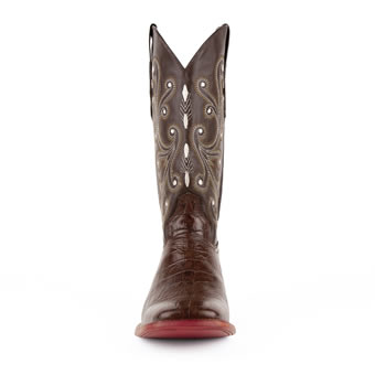 Ferrini Men's Mustang Print Belly Alligator Square Toe Boots - Chocolate #3