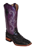 Ferrini Ladies Hornback Caiman Print Western Boots - Black/Purple