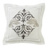 Embroidered Design Pillow - White/Grey
