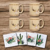 Desert Skull Mug and Cactus Blooms Coaster 8-Piece Set