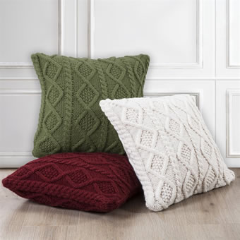 Cable Knit Soft Diamond Throw Pillow - Cream #3