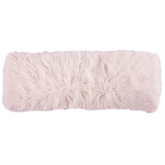 Mongolian Faux Fur Lumbar Pillow - Blush