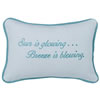 Script Embroidered Pillow - White