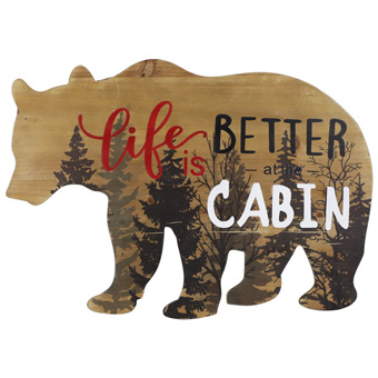 Bear "Life is Better at the Cabin" Rustic Wall Art #1