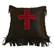 Cheyenne Faux Tooled Leather Pillow w/Cross - Red