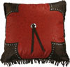 Cheyenne Scalloped Faux Tooled Leather Pillow - Red