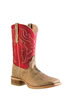Old West Outlaw Men's Square Toe Boots - Tan/Red