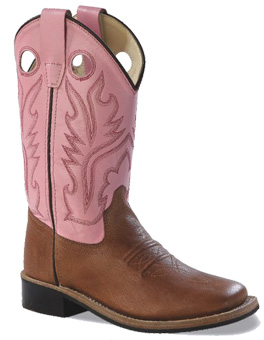 Old West Children's Goodyear Welted Boots - Tan/Pink