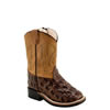 Old West Toddler's Horn Back Gator Print Boots - Brown/Tan
