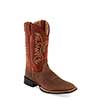 Old West Men's Broad Square Toe Boots - Brown/Burnt Orange