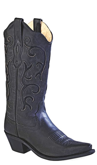 Old West Ladies Fashion Wear Boots w/Underlay - Black