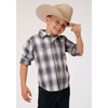 Roper Boys L/S Amarillo Plaid Western Shirt - Gray Shadow