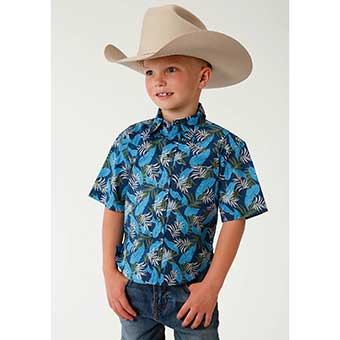 Roper Boy's S/S Blue Tropics Western Shirt #1