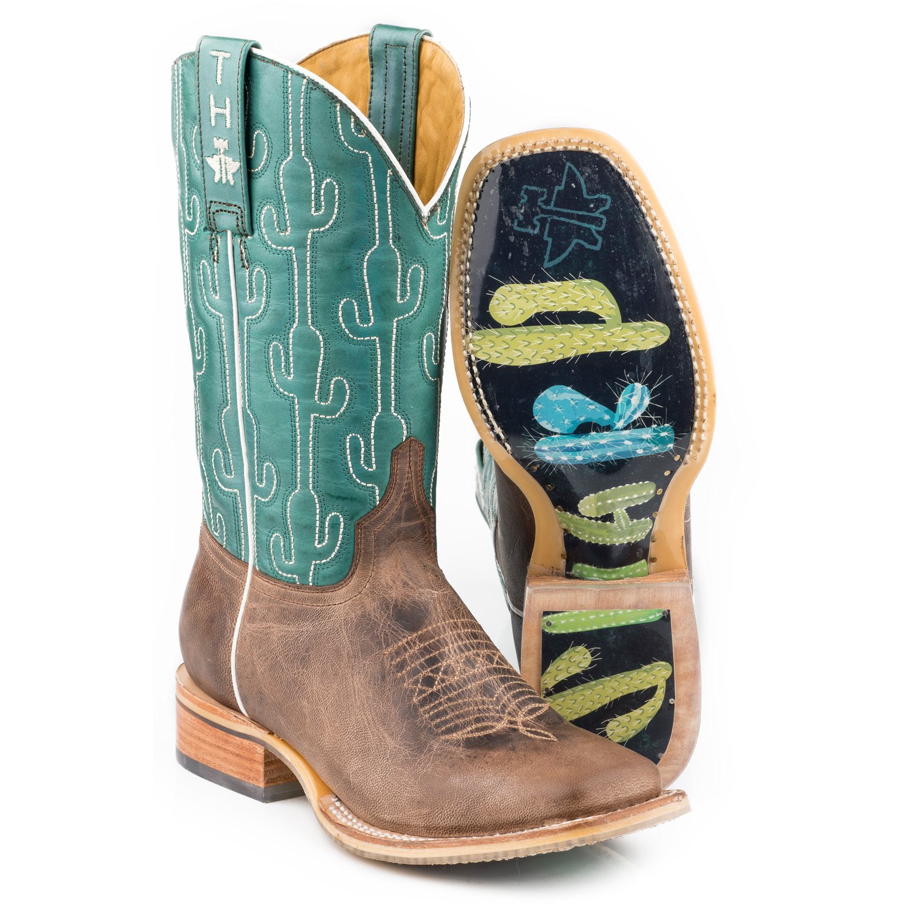 Tin Haul Ladies Puff Cactus Boots 7.5 B Turquoise
