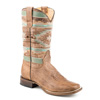 Roper Ladies Mesa Square Toe Boots - Tan/Turquoise