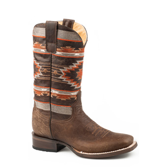 Roper Ladies Mesa Square Toe Boots - Brown/Orange