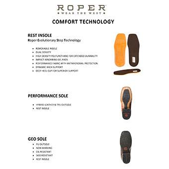 Roper Men's Ride Em Cowboy ORIGINAL Concealed Carry Boots w/Wide Calf - Brown/Black #3
