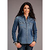 Stetson Ladies Loose Fitting Denim Blouse w/Sawtooth Pockets