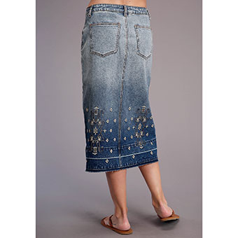 Stetson Ladies Stretch Denim Midi Length Embroidered Skirt #2