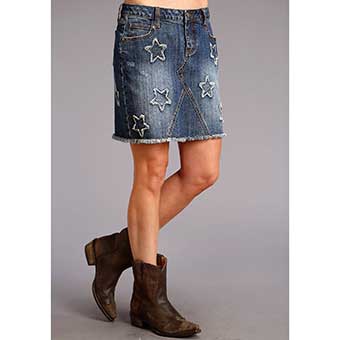 Stetson Ladies Denim 5 Pocket Skirt w/Star Appliques #2