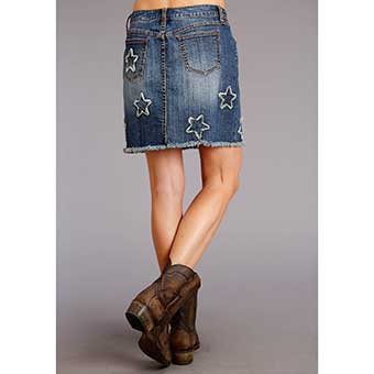 Stetson Ladies Denim 5 Pocket Skirt w/Star Appliques #3