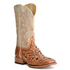 Stetson Men's Wicks Filigree Hand Tooled Leather Overlay Boots - Tan/Brown