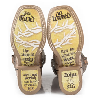 Tin Haul Kid's Lil Gospel Boots w/John 3:16 Sole #2