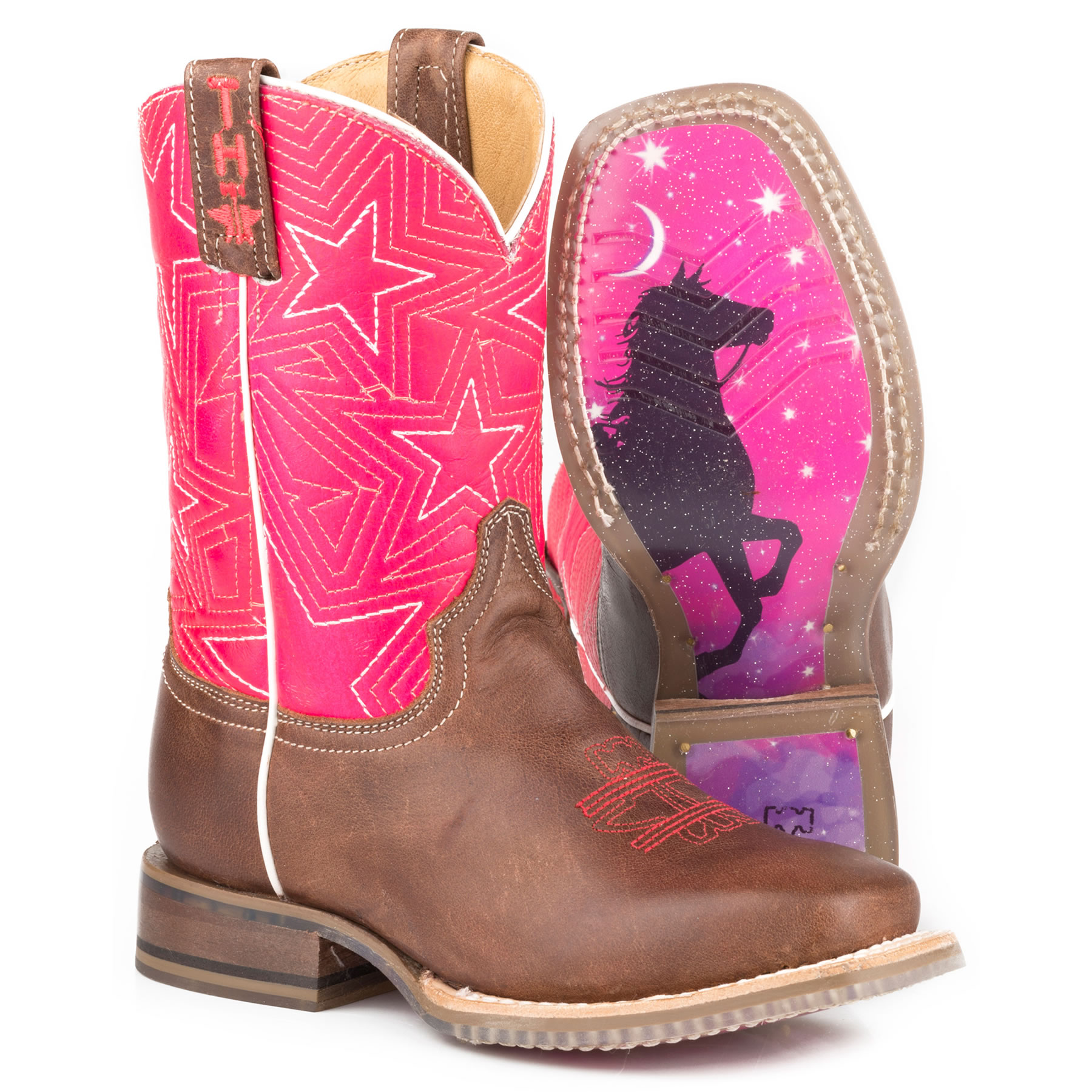 Pungo Ridge Tin Haul Youth Puffy Stars Boots w/Reach For The Stars Sole, Kids Tin Haul Boots