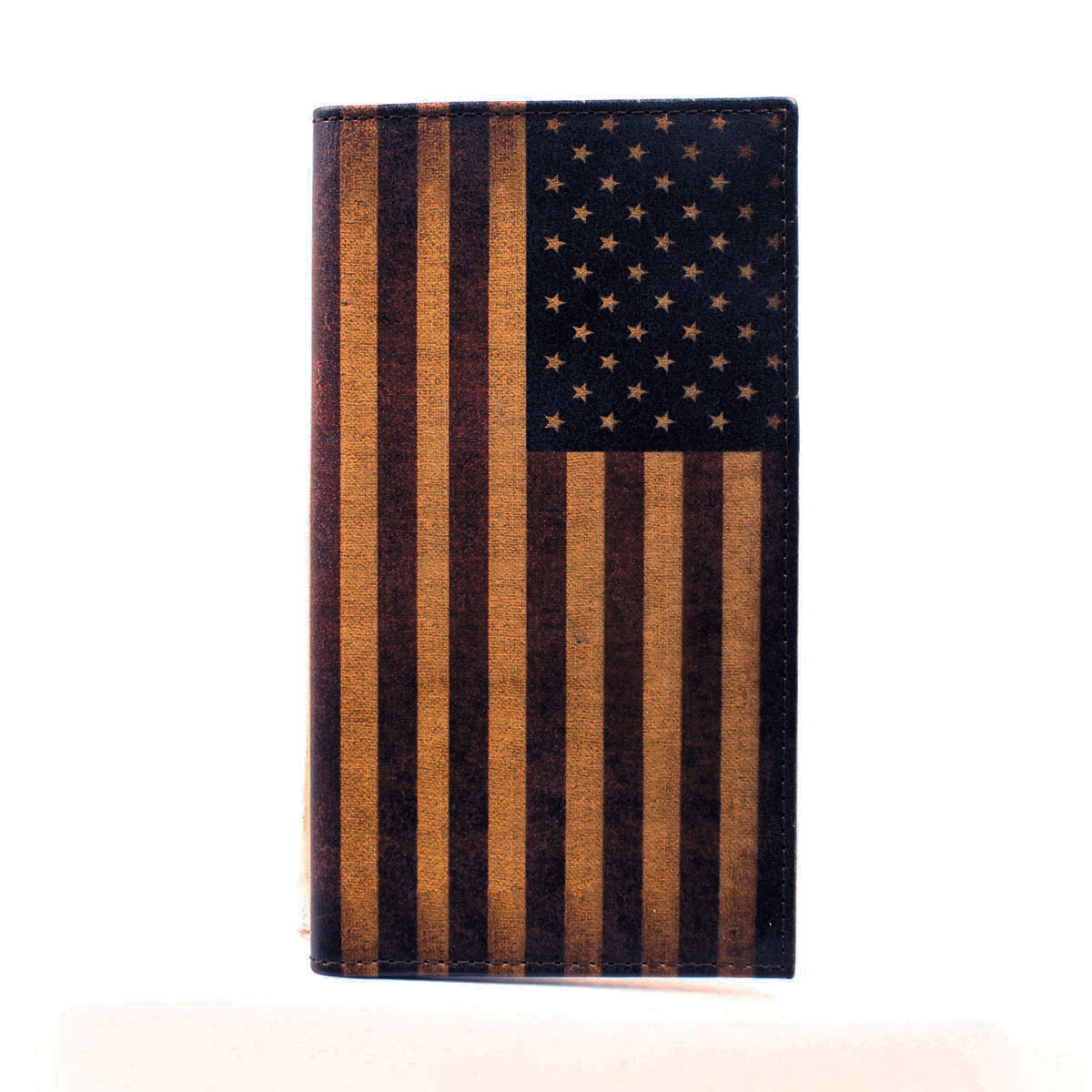 Long Check Book American Flag Leather Wallet For Men 