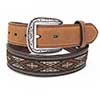 Ariat Men's Cross Ribbon Overlay Leather Belt  - Brown