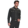 Scully Men's Black Shirt w/Gold Embroidery Notes