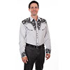 Scully Men's Shirt w/Floral Tooled Embroidery - Light Grey/Steel