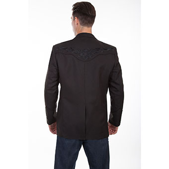 Scully Men's Floral Tonal Embroidered Blazer - Black #2