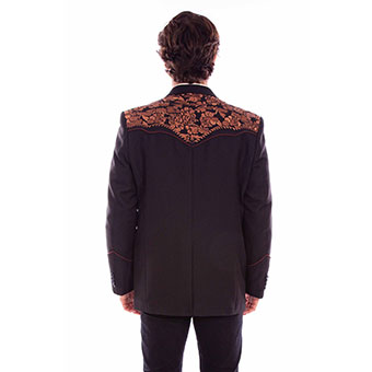 Scully Men's Floral Embroidered Blazer - Black/Brown #2