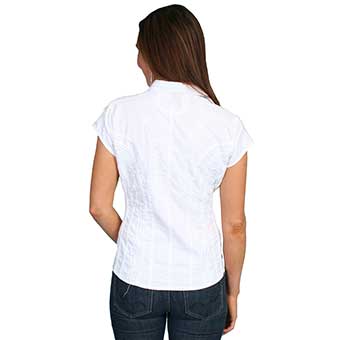 Cantina Collection Ladies Point Collar Cap Sleeve Blouse - White #2