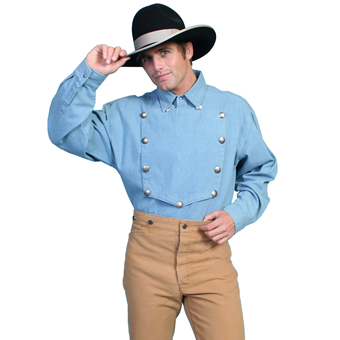 Scully Men's RangeWear Bib Front Shirt - Light Blue