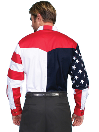 Scully Men's RangeWear Shirt w/Embroidered Stars & Stripes Flag #2