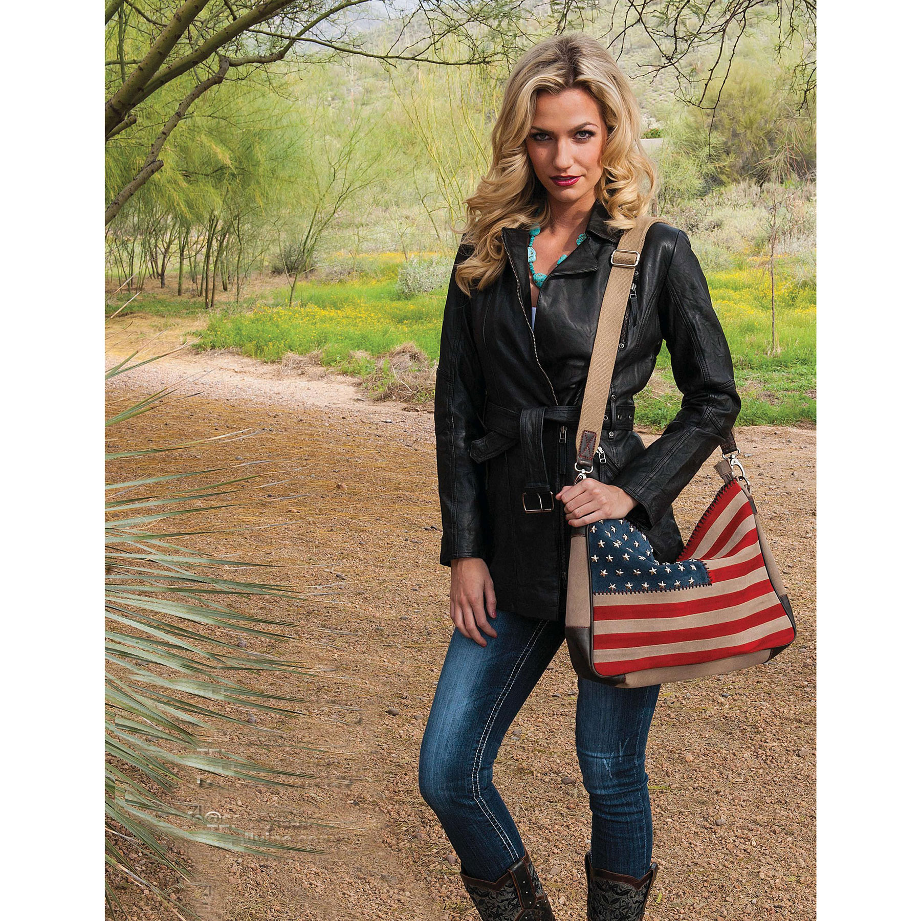 Scully Studded Patriotic Crossbody Bag Patriotic 