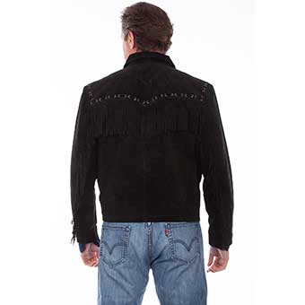 Scully Men's Boar Suede Fringed Texan Jacket - Black #2