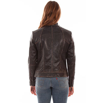 Scully Ladies Ribbed Lamb Leather Jacket - Black #2