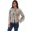 Scully Ladies Suede Fringe Beaded Jacket - Vintage Cream/Turquoise