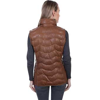 Scully Ladies Ribbed Leather Vest - Cognac Soft Lamb #2