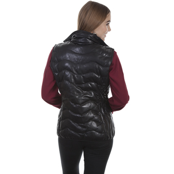 Scully Ladies Ribbed Leather Vest - Black #2