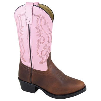 Smoky Mountain Youth's Denver Leather Western Boot - Brown/Pink