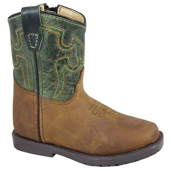 Smoky Mountain Toddlers Autry Boots - Brown Distress/Green Crackle Boot