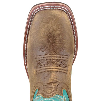 Smoky Mountain Children's Jesse Square Toe Boot - Brown Distress/Turquoise #2